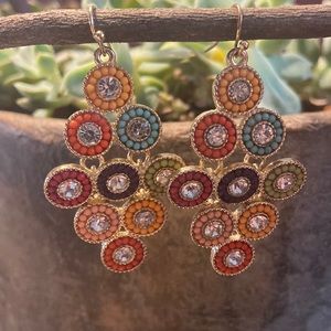 Earrings multicolor with gold color back